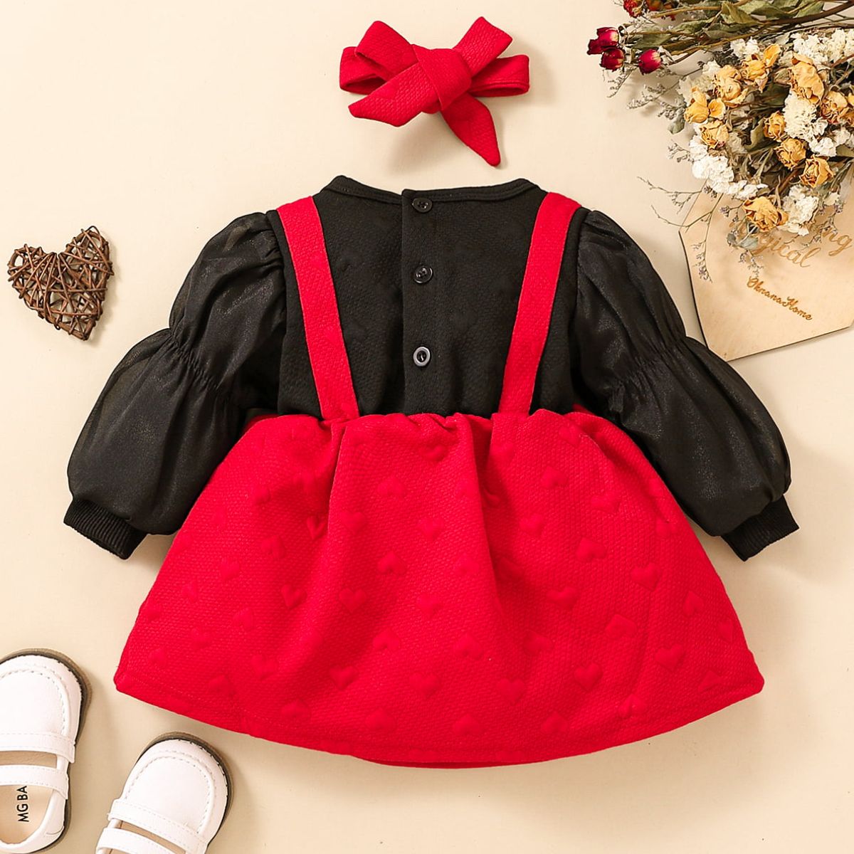 Baby Girl Two-Tone Bow Detail Dress