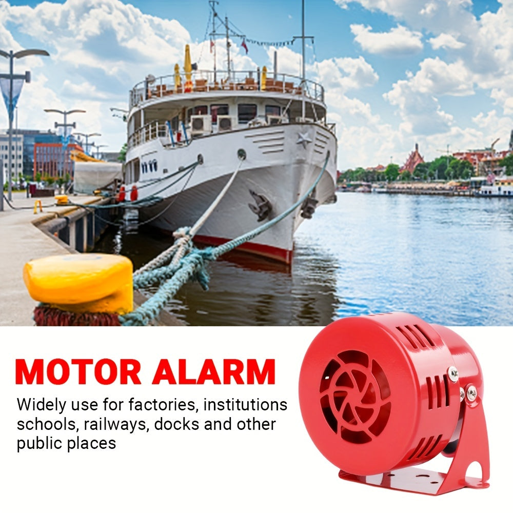 12v Mini 110dB Red Air Raid Siren Horn Speaker: Get Ready to Be Heard with this Loud Electric Motor-Driven Compressed Air Horn!