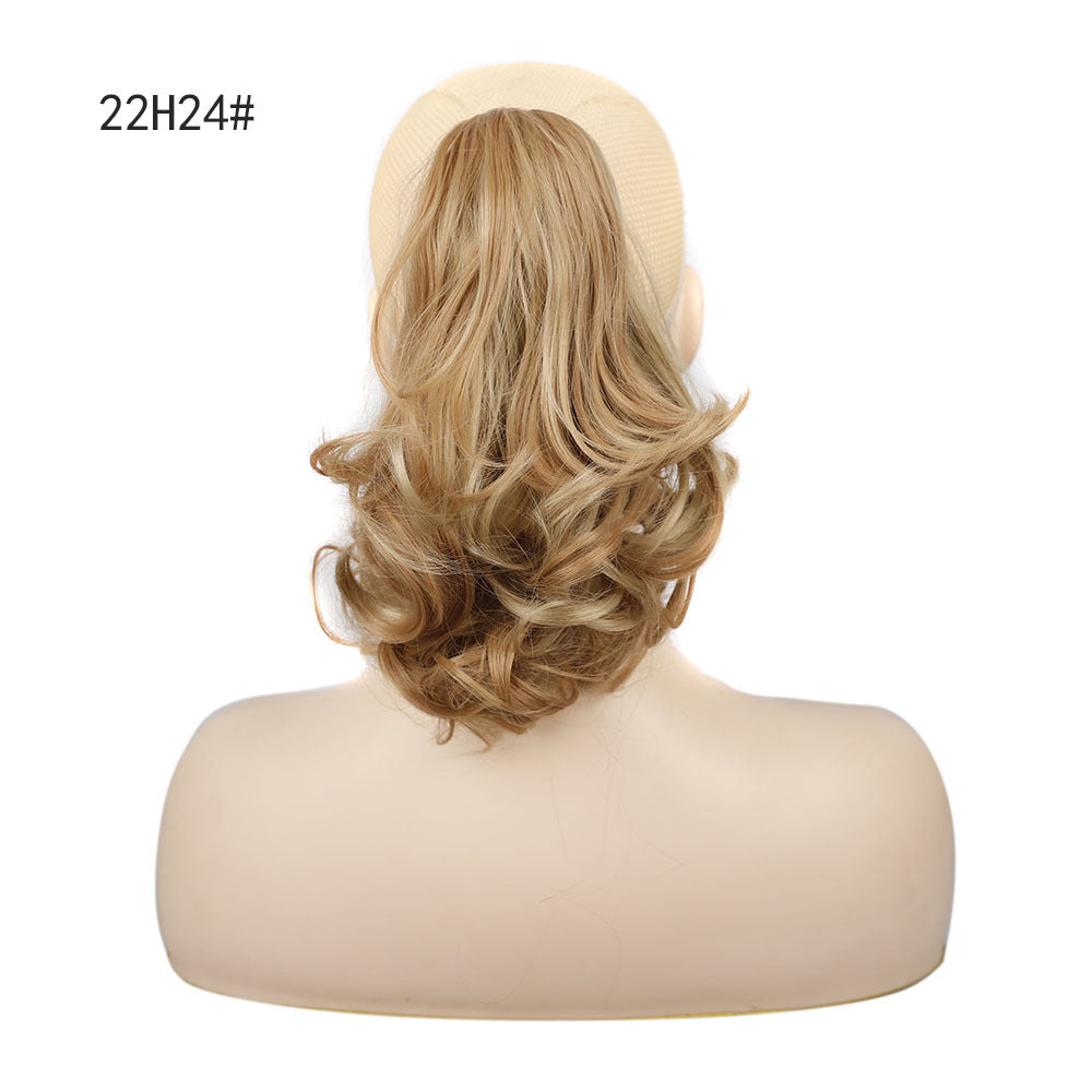 Postiche synthétique blonde mixte avec cordon de serrage, extension capillaire longue et ondulée pour femmes 