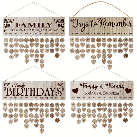 100 Wooden Labels: DIY Wooden Family Birthday Board - Perfect Gift for Mom & Grandma - Wall-Mounted Birthday Reminder Sign for Decoration