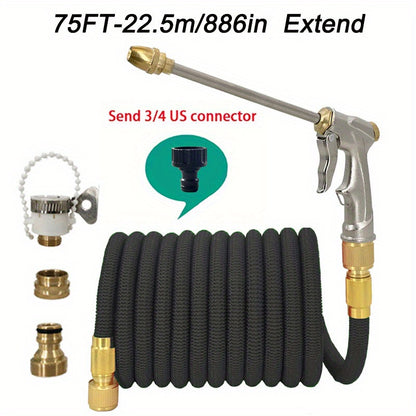 Upgrade Your Car Washing Game with this Retractable High-Pressure Metal Nozzle Hose Set!