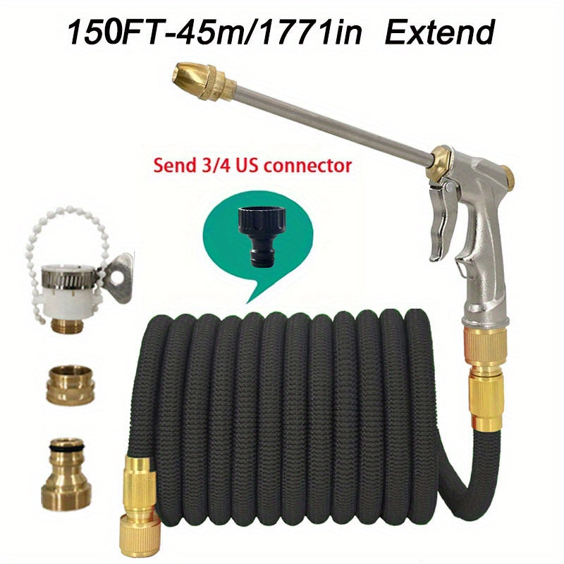 Upgrade Your Car Washing Game with this Retractable High-Pressure Metal Nozzle Hose Set!