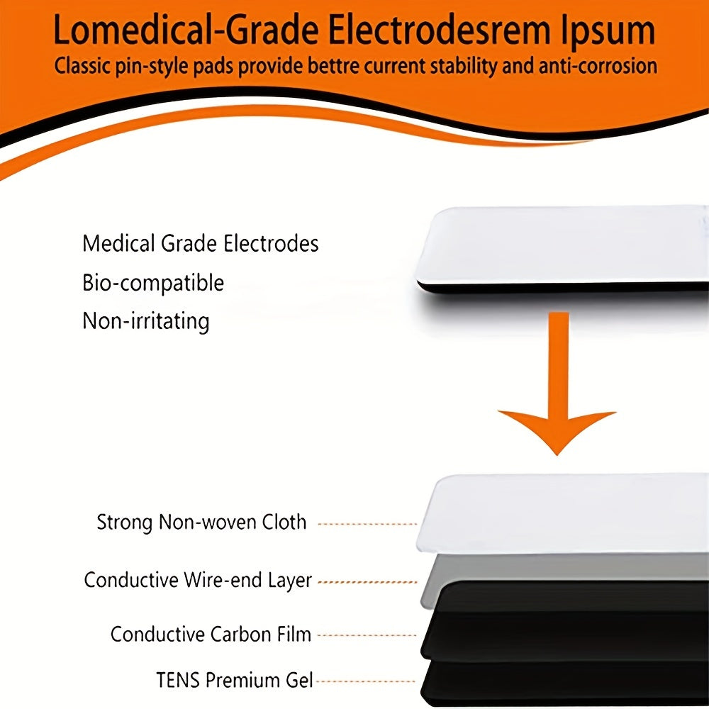 10pcs TENS Unit Replacement Pads 2x4, Reusable Electrodes For Muscle Stimulator Machine, With Upgraded Self-Stick Performance For Electrotherapy (2mm Connector)