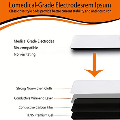 10pcs TENS Unit Replacement Pads 2x4, Reusable Electrodes For Muscle Stimulator Machine, With Upgraded Self-Stick Performance For Electrotherapy (2mm Connector)