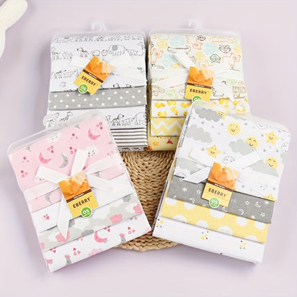 4pcs Soft Cotton Baby Blankets - Adorable Cartoon Prints for 0-1 Year Olds!