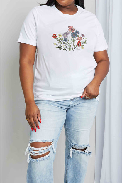 Simply Love Full Size Flower Graphic Cotton Tee