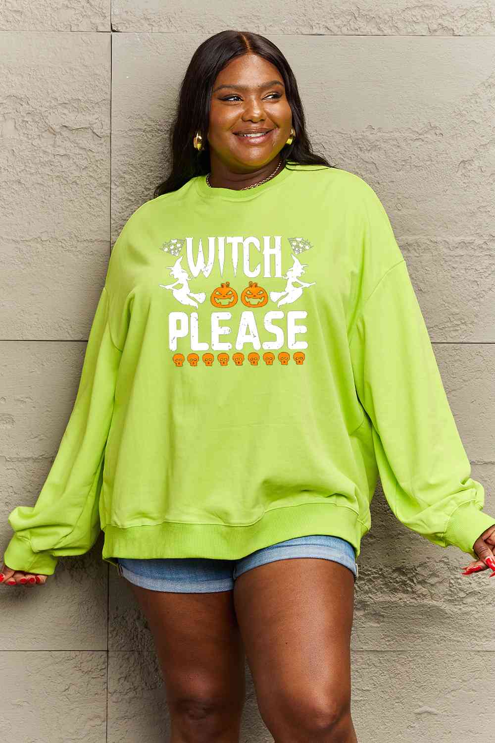 Simply Love Full Size WITCH PLEASE Graphic Sweatshirt