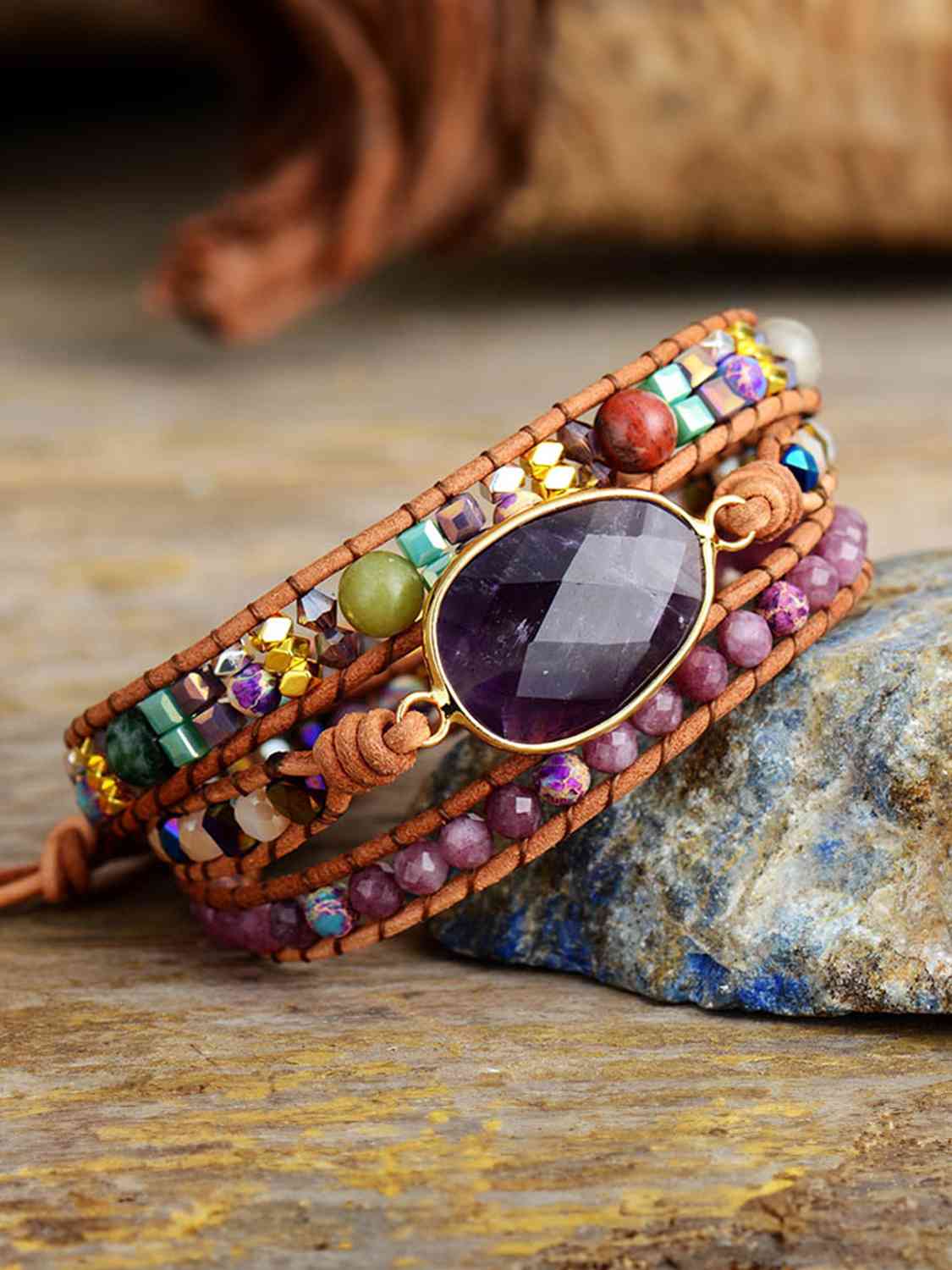 Triple-Layer Amethyst Bracelet