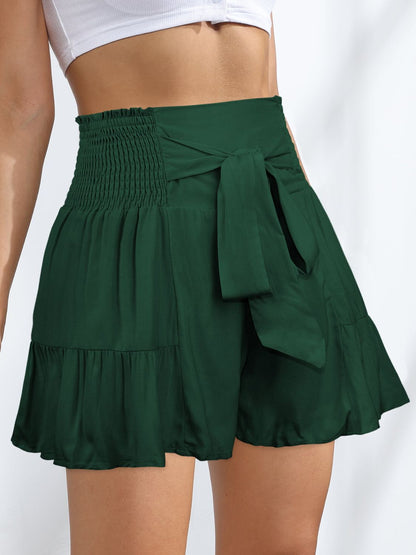 Short taille haute smocké noué sur le devant