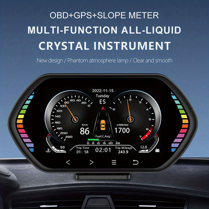 3-in-1 OBD2+GPS+Tilt Meter IPS HUD Head-Up Display Meter: Car Digital Speedometer, Water & Oil Temp Alarm [2023 Upgrade]