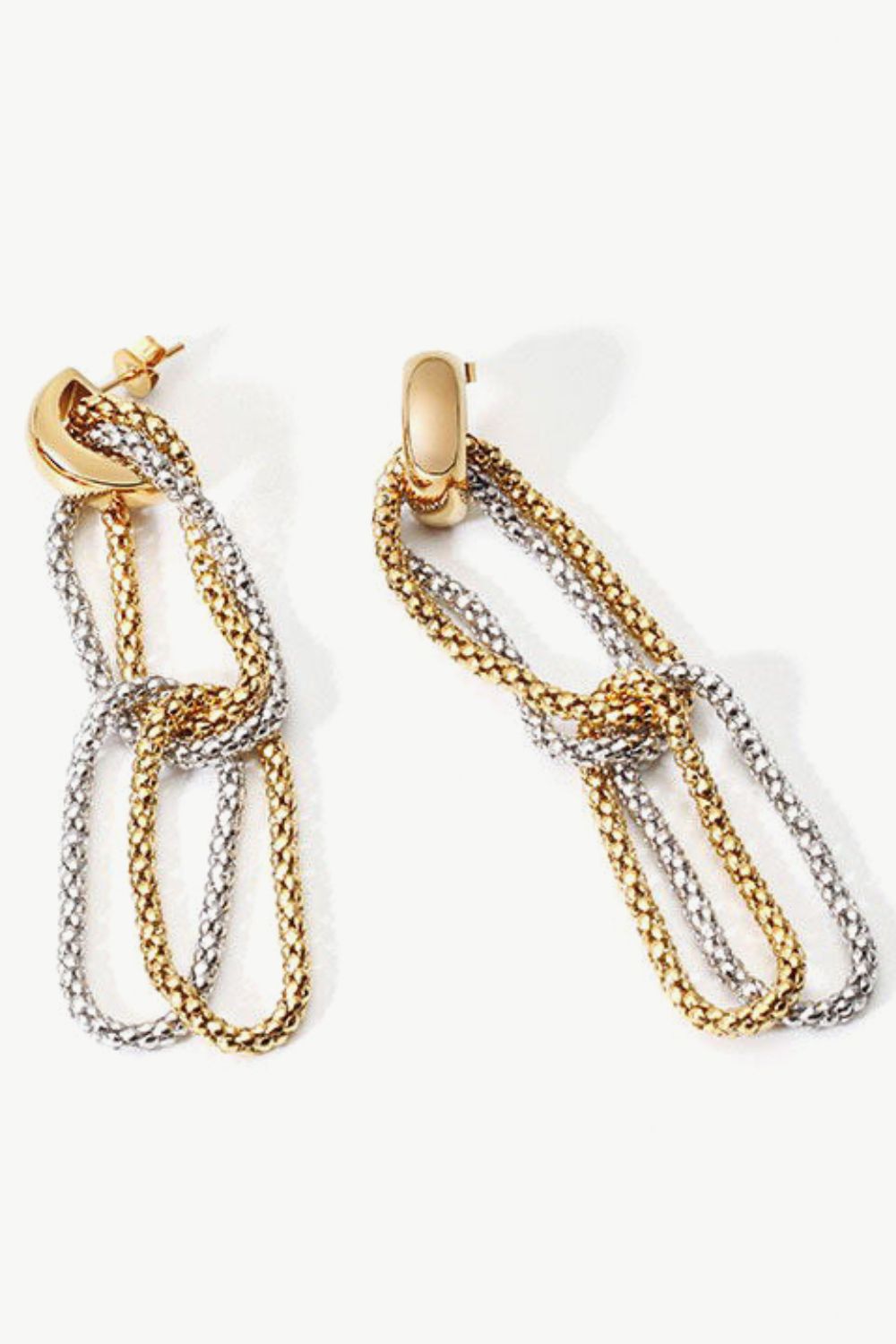 Gold-Plated D-Shaped Drop Earrings