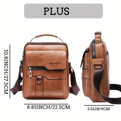 WEIXIER Crossbody Bag Men's Shoulder Bag Vintage Leather Vertical Hand Business Men's Casual Leather Bag Satchel Bag For Men Gift For Father /Anniversary