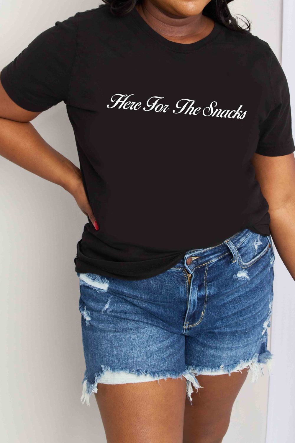 Simply Love Taille réelle ICI POUR LES SNACKS T-shirt en coton graphique