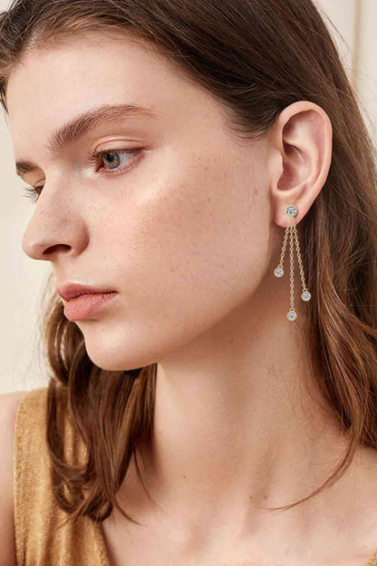 Boucles d'oreilles en chaîne superposée en moissanite de 1,2 carat