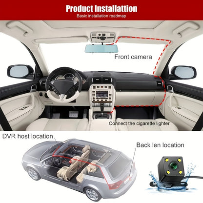 3-Channel Dash Cam: 1080P HD Video, IR Night Vision, Loop Recording & 2 IPS Screen - 3 Cameras for Your Car!