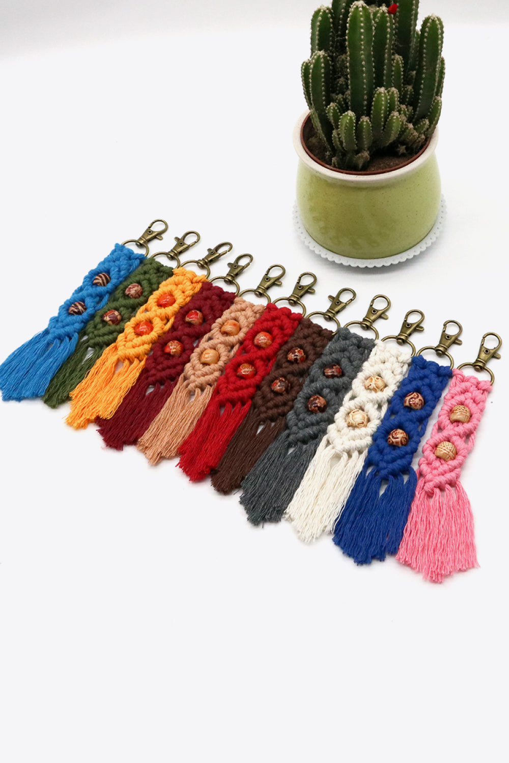 Assorted 4-Pack Handmade Macrame Fringe Keychain