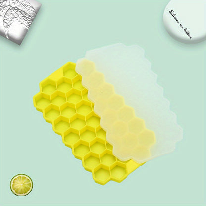 37 Lattice Food Grade Silicone Ice Cube Maker Mould With Lids - Easily Removable Mould for Ice Cream, Candy, Cocktails & More - BPA-FREE & Perfect for Parties!