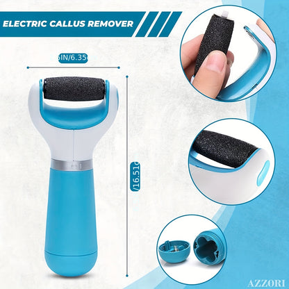 2 rolling Electric Callus Remover - USB Rechargeable Foot File for Cracked Heels and Dead Skin - Includes Multiple Grinding Heads and Cable