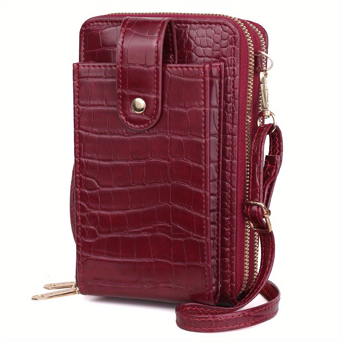 Stylish & Functional Zipper Phone Wallet: Faux Leather Coin Purse With Card Slots & Shoulder Bag