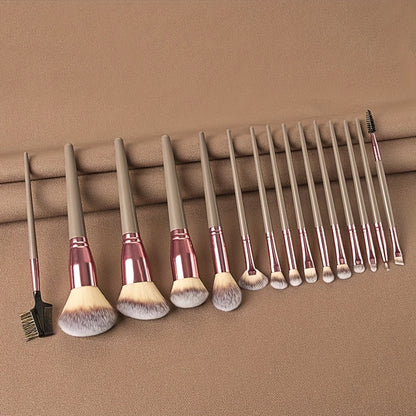 15-Piece Professional Makeup Brush Set: Perfect for Foundation, Eyelash, Eyebrow, and Eyeshadow Cosmetics!