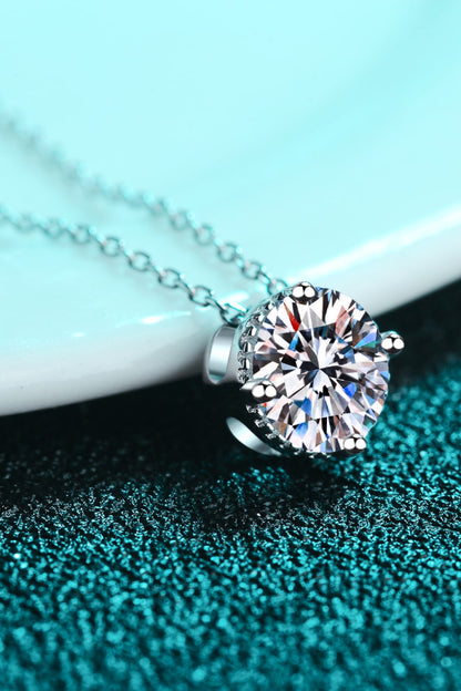 Collier pendentif rond moissanite 1 carat