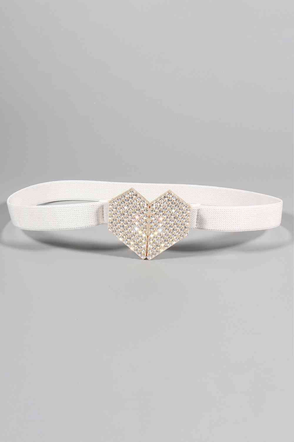 Ceinture élastique à boucle coeur en strass