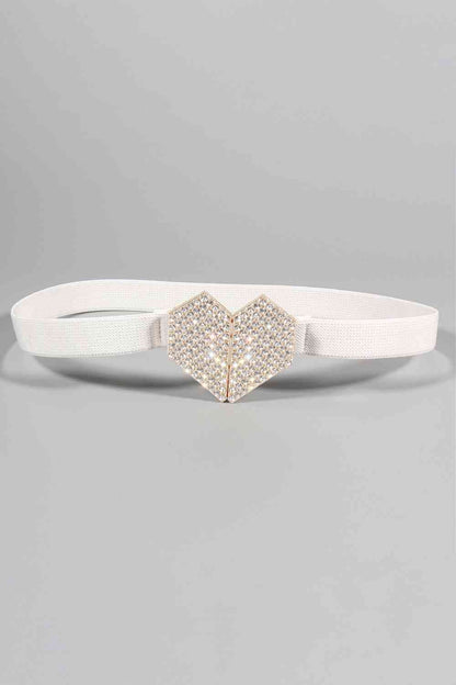 Ceinture élastique à boucle coeur en strass