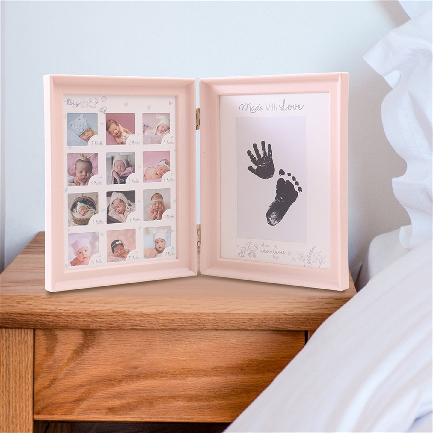 100 Days Anniversary Table Filler Photo Frame - Capture Your Newborn's Hand & Foot Prints!