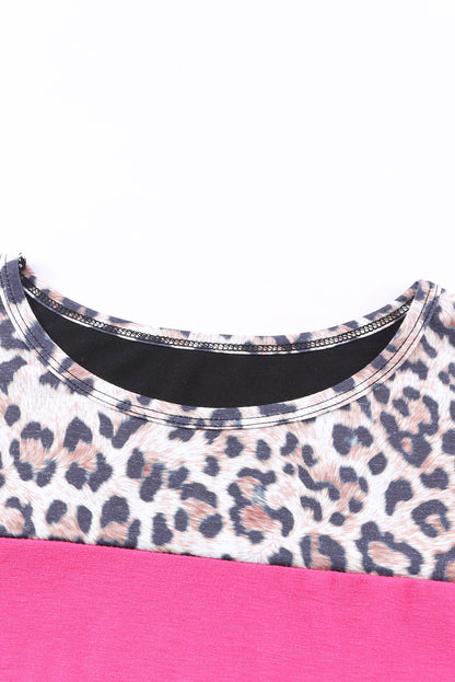 Leopard Color Block Short Sleeve Tee