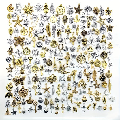 30pcs Metal Mixed Charms DIY Vintage Bracelet Pendant Necklace Accessories For Jewelry Making Findings