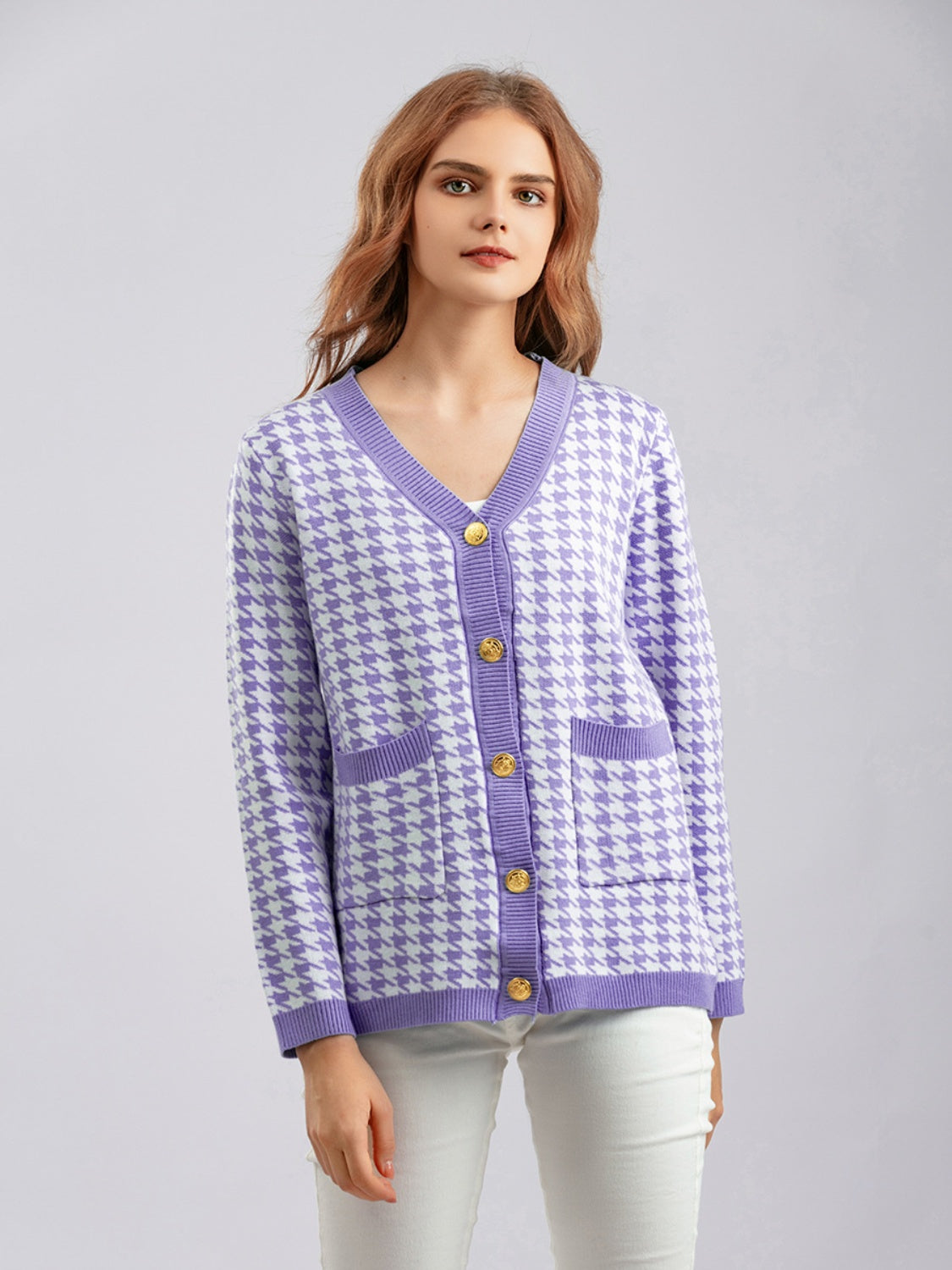 Houndstooth Button Down Cardigan