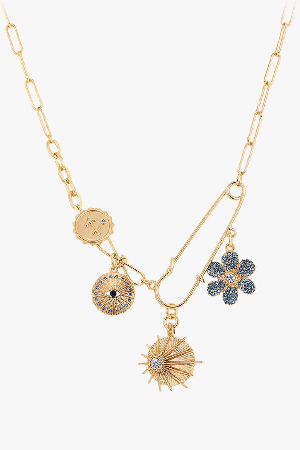 Collier de chaîne de trombone de fleur de strass en gros de 5 pièces