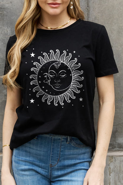 Simply Love Sun and Star Graphic Cotton Tee