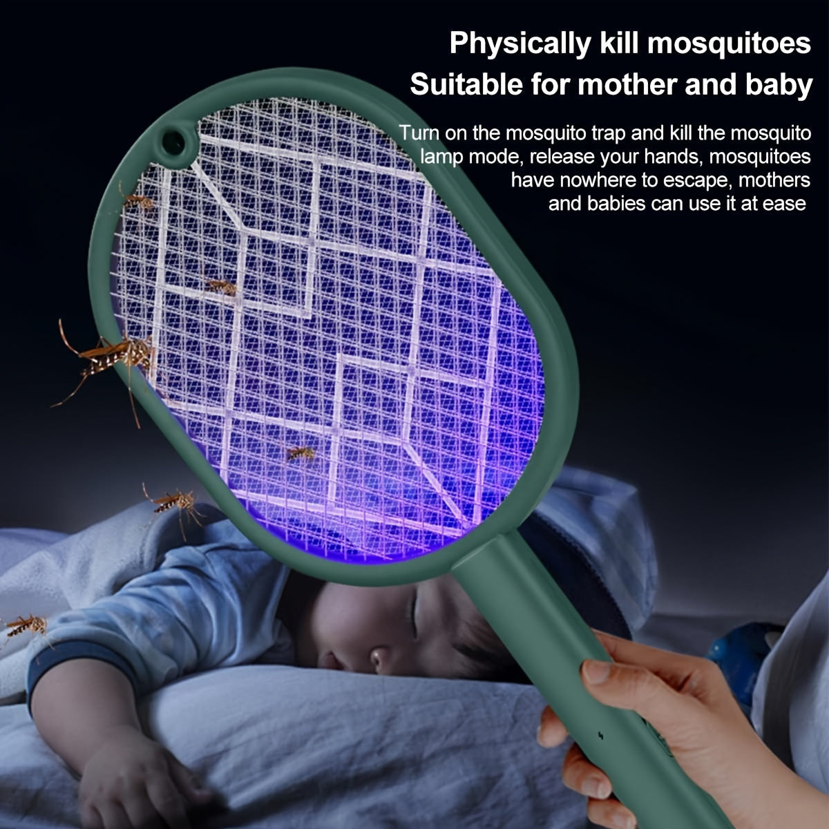 3000V USB Rechargeable Electric Insect Racket Swatter - Kill Mosquitoes & Bugs This Summer!