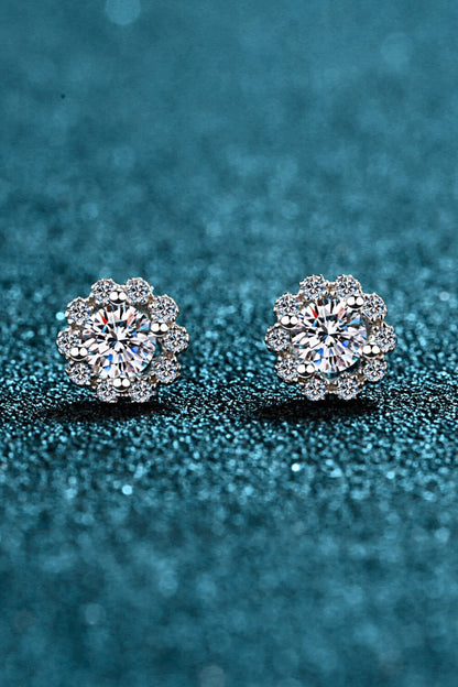 Moissanite Floral-Shaped Stud Earrings