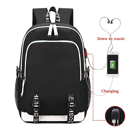 2022 Explosive King & Queen Street Print Backpack: USB Rechargeable Leisure School Bag for Youth