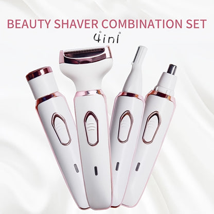 4-In-1 Beauty Shaver Combination Set Women's Multifunctional Shaver ,Wet & Dry Electric Shaver, Cordless