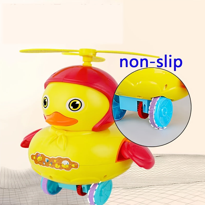 0-6 Years Old Toddler Hand Push Duck Toy - Safe ABS Material, Non-slip Wheels, Bell Rotor & Height Adjustment!