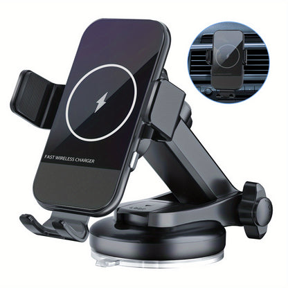 Wireless Car Charger, 15W Qi Fast Charging Auto Clamping Car Charger Phone Mount, Windshield Dashboard Air Vent Phone Holder, For IPhone 14/13/12/11/X, Samsung Galaxy S22+/S21/S10/Note 20