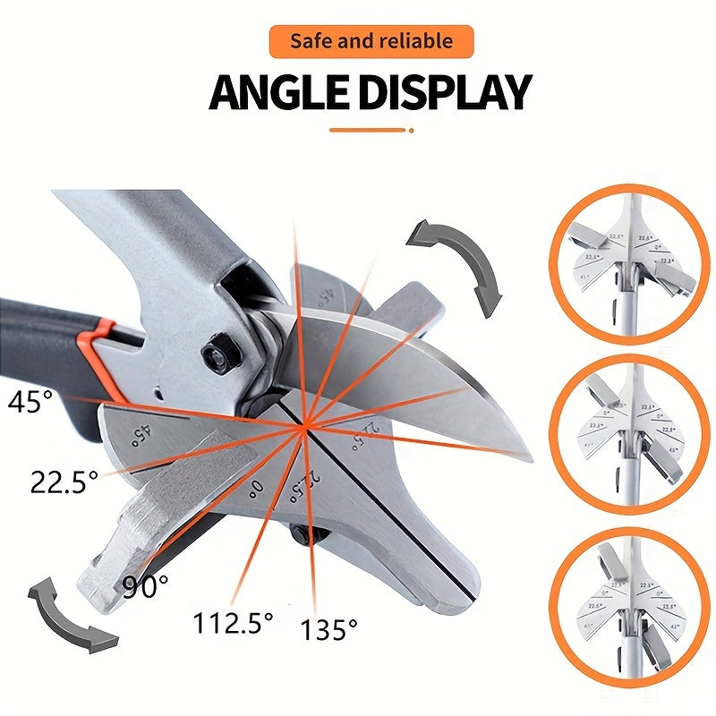 Upgrade Your Crafts with this Sharp Multi-Angle Miter Scissors - Adjustable from 45 to 135 Degrees with Safety Lock & 1 Blade!