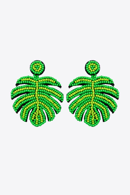 Beaded Banana Leaf Earrings