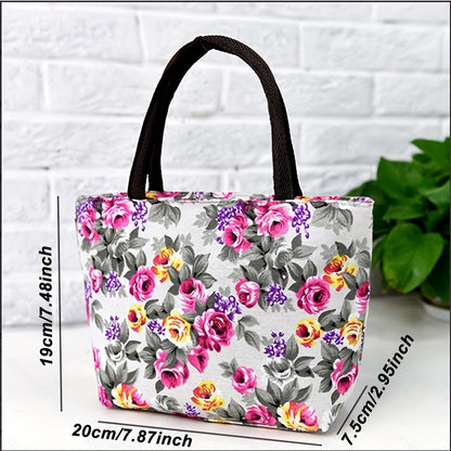 Stylish Mini Floral Print Canvas Handbag - Perfect Shoulder Bag for Women on the Go