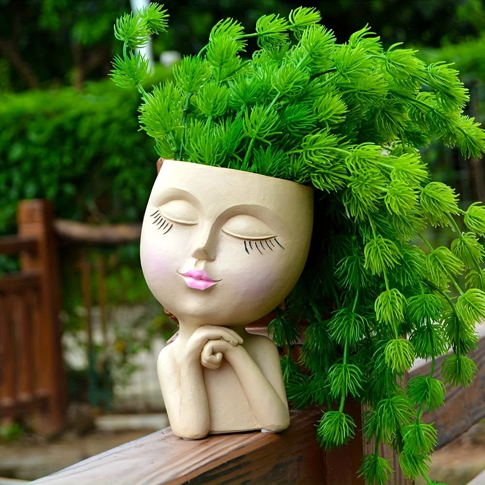 1pc Resin Creative Facial Vase: Perfect for Home, Office, and Garden Decorations!