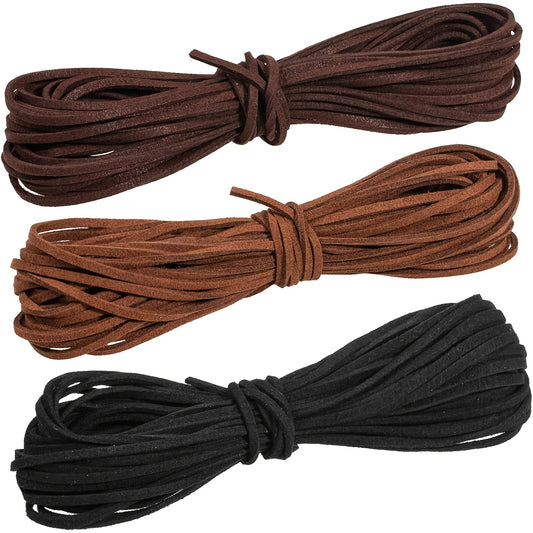 Suede Cord Faux Leather Cord String Rope Thread for Bracelet Necklace Beading Jewelry DIY Crafts ( 3 Colors, 33 Yards), Suede