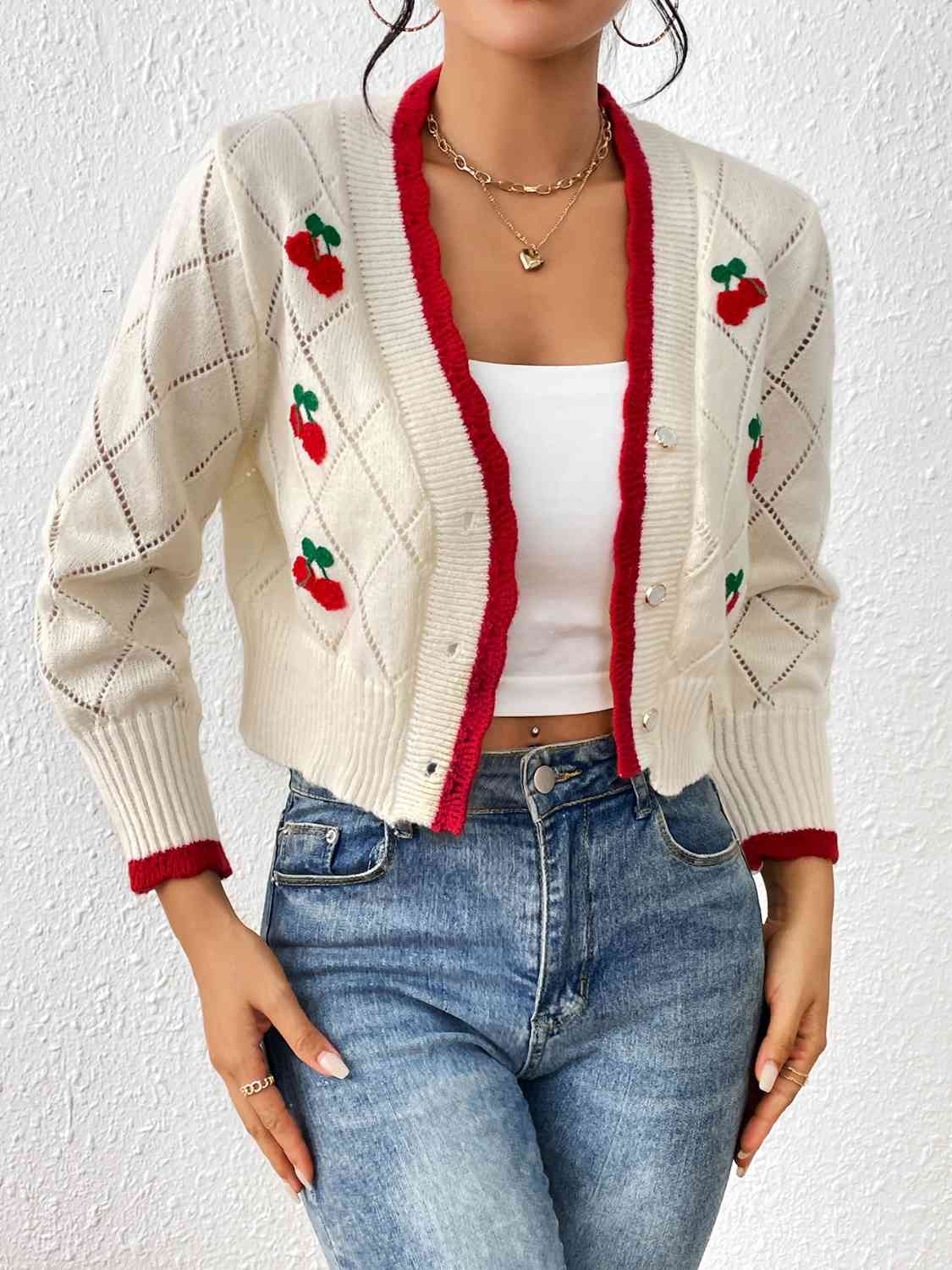 Cherry Button Down Cardigan