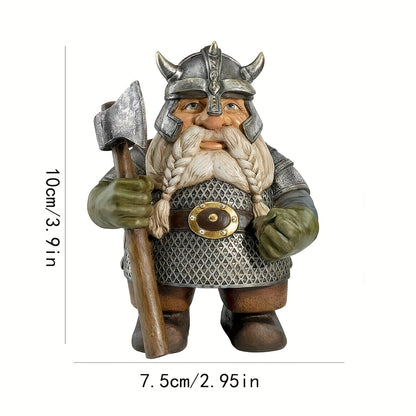 Viking Warrior Gnome Statue - Add a Touch of Adventure to Your Garden Decor!