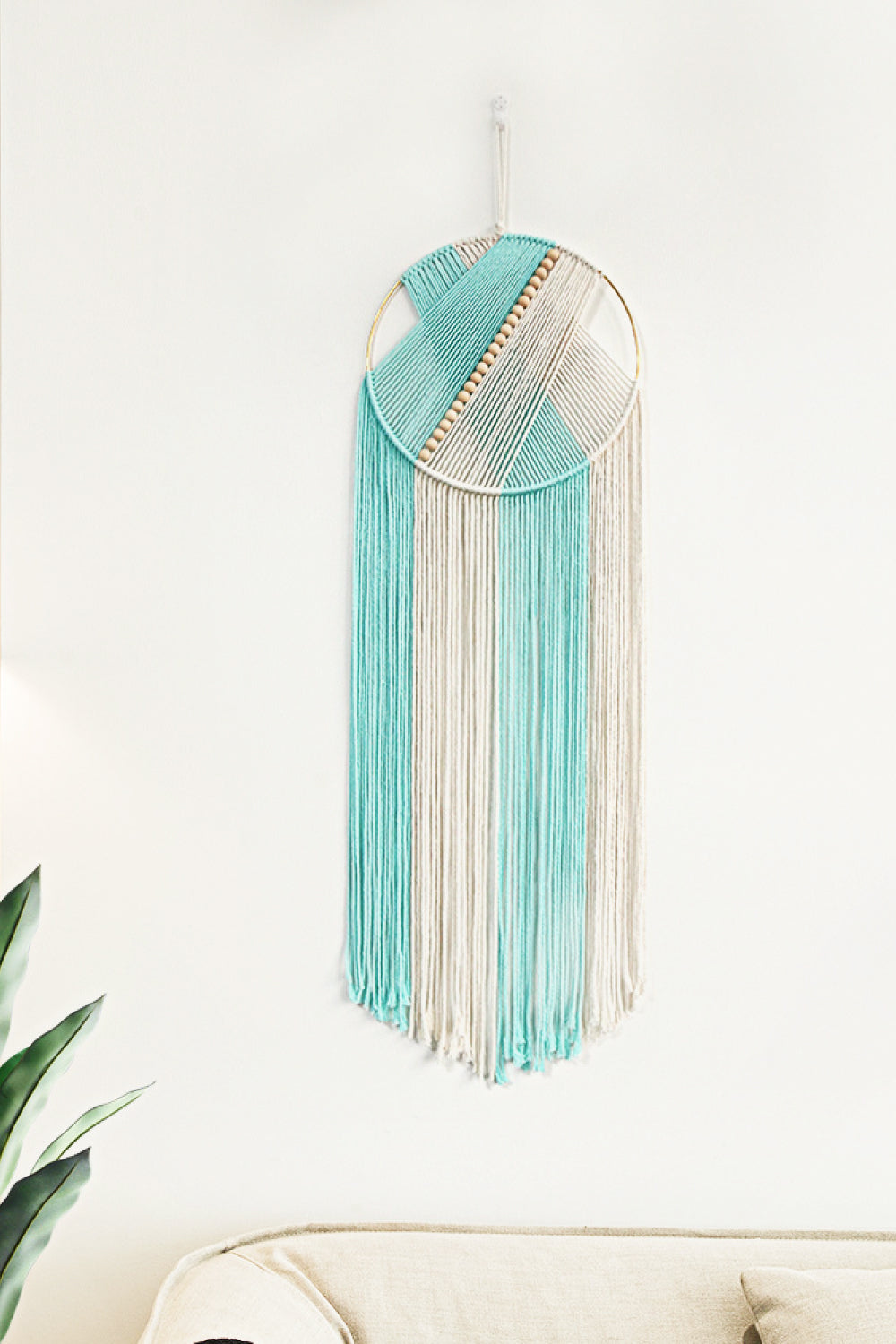 Contrast Macrame Hoop Wall Hanging