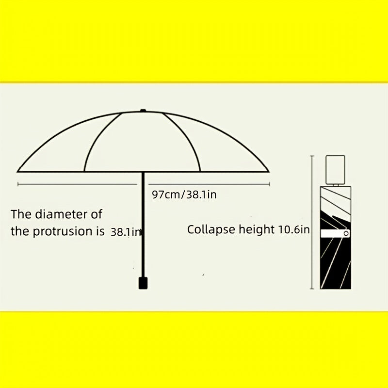 Parapluie en vinyle à 8 os, parapluie pliant manuel pour protection solaire, déplié sous le parapluie 38,1 pouces, parapluie de protection solaire avec revêtement pour femmes et hommes, 