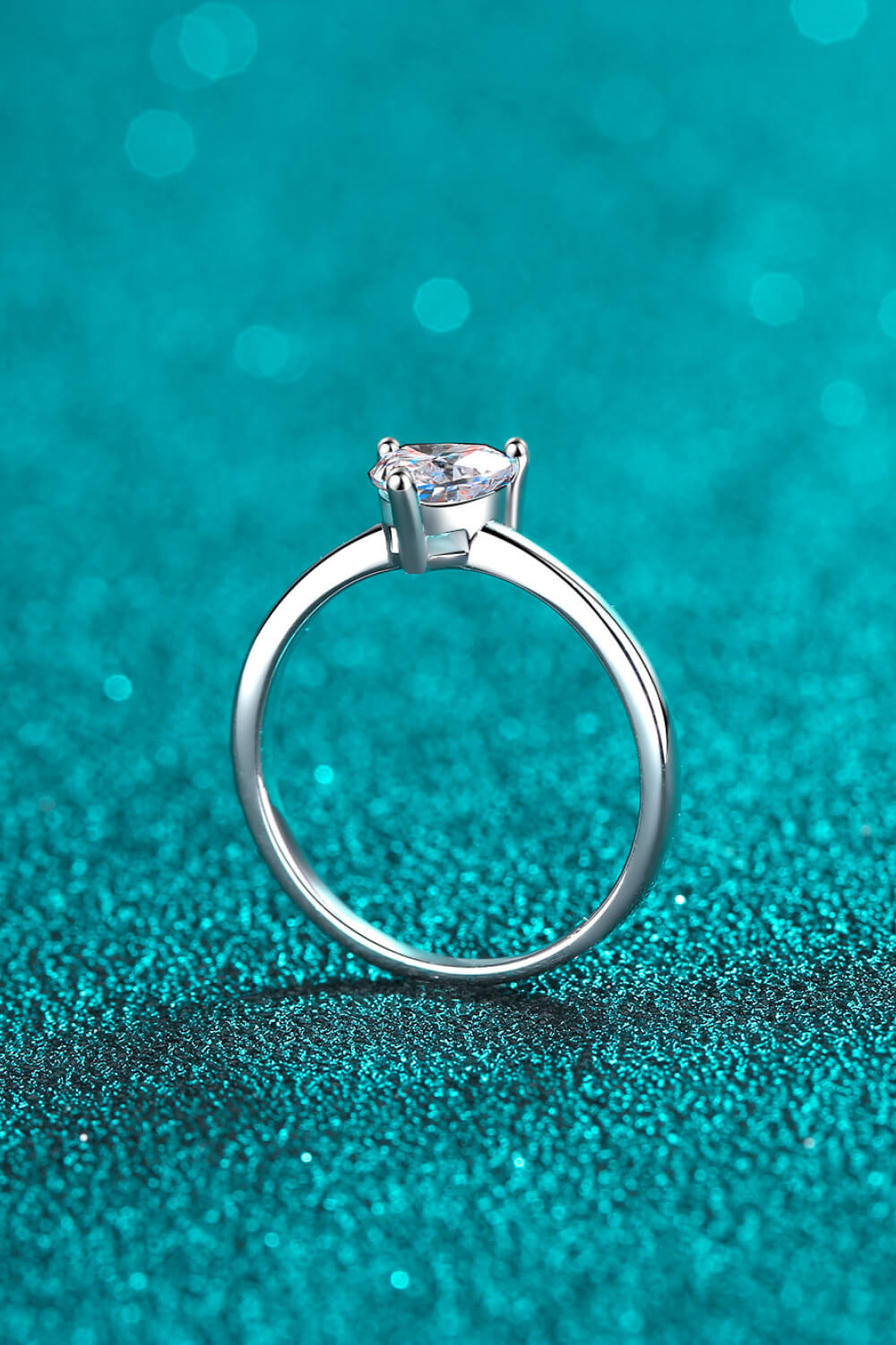 Bague solitaire moissanite en forme de cœur en argent sterling 925