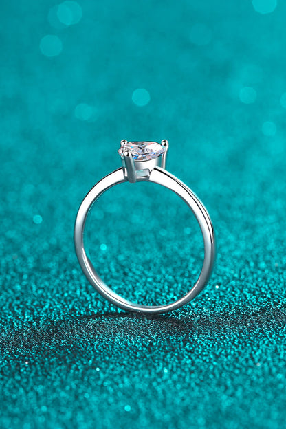 Bague solitaire moissanite en forme de cœur en argent sterling 925